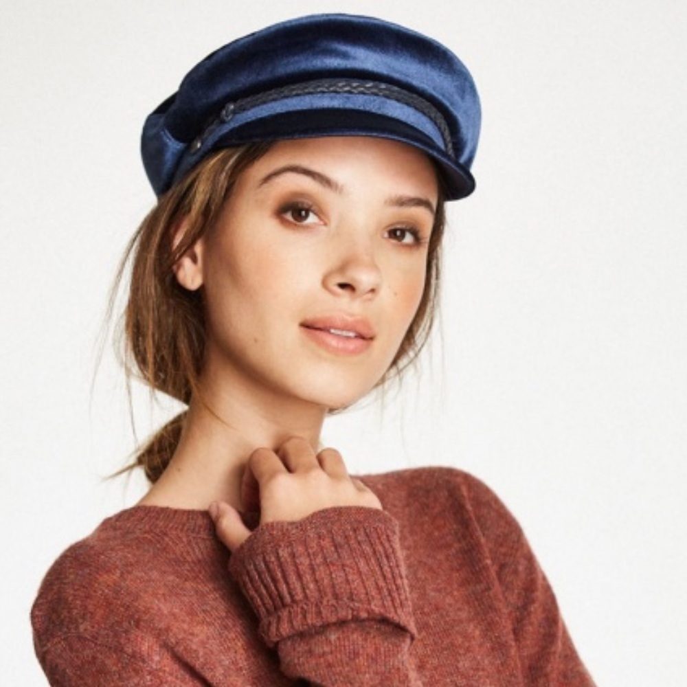 Brixton Ashland Blue Velour Fiddler Cap S